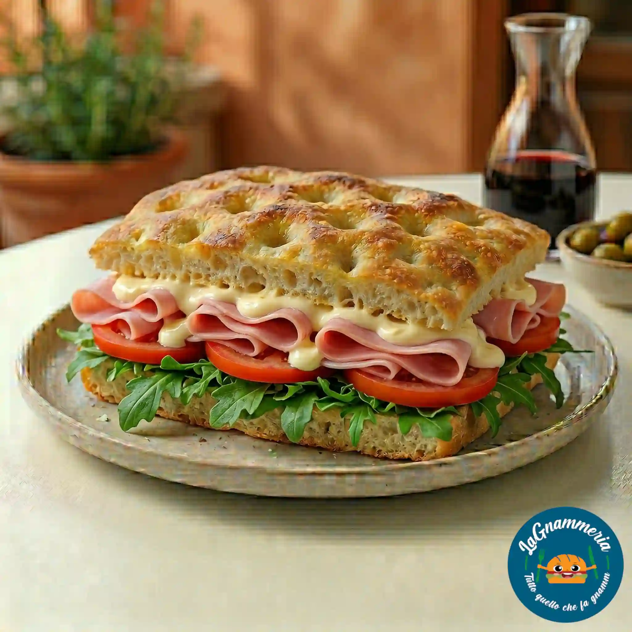 Focaccia cotto e pomodoro